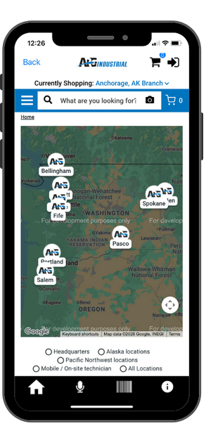 Locations map with branch icons