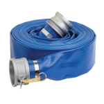 Kuriyama of America LF200ACEx50 Blue PVC Layflat Hose Assembly with Coupling, 2 in Male Fitting x 2 in Female Fitting, 50 ft L, 65 psi
